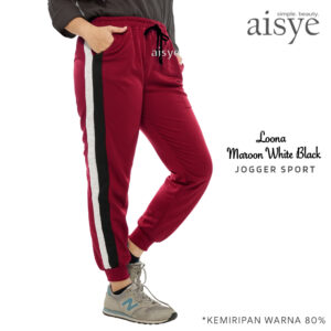 AISYE - LOONA MAROON WHITE BLACK JOGGER SPORT